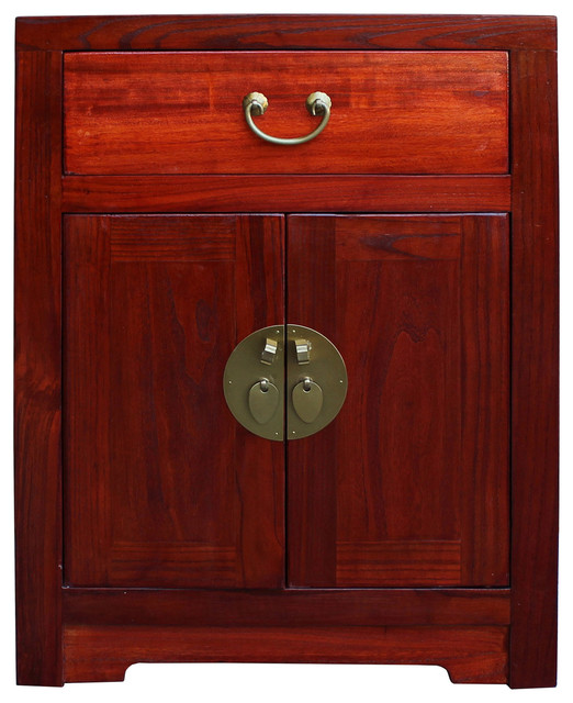 Chinese Oriental Brown Moon Face End Table Nightstand Asian Nightstands And Bedside Tables By Golden Lotus Antiques