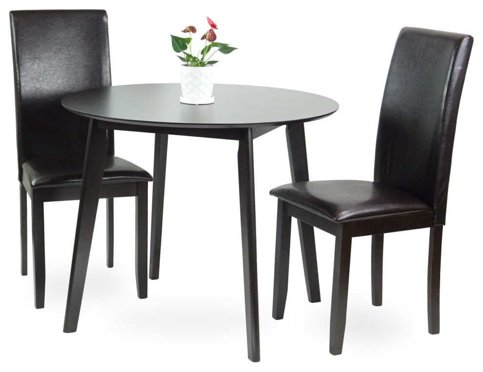 Wickerix Dining Room Set of 2 Fallabella Chairs and Round Dining Table