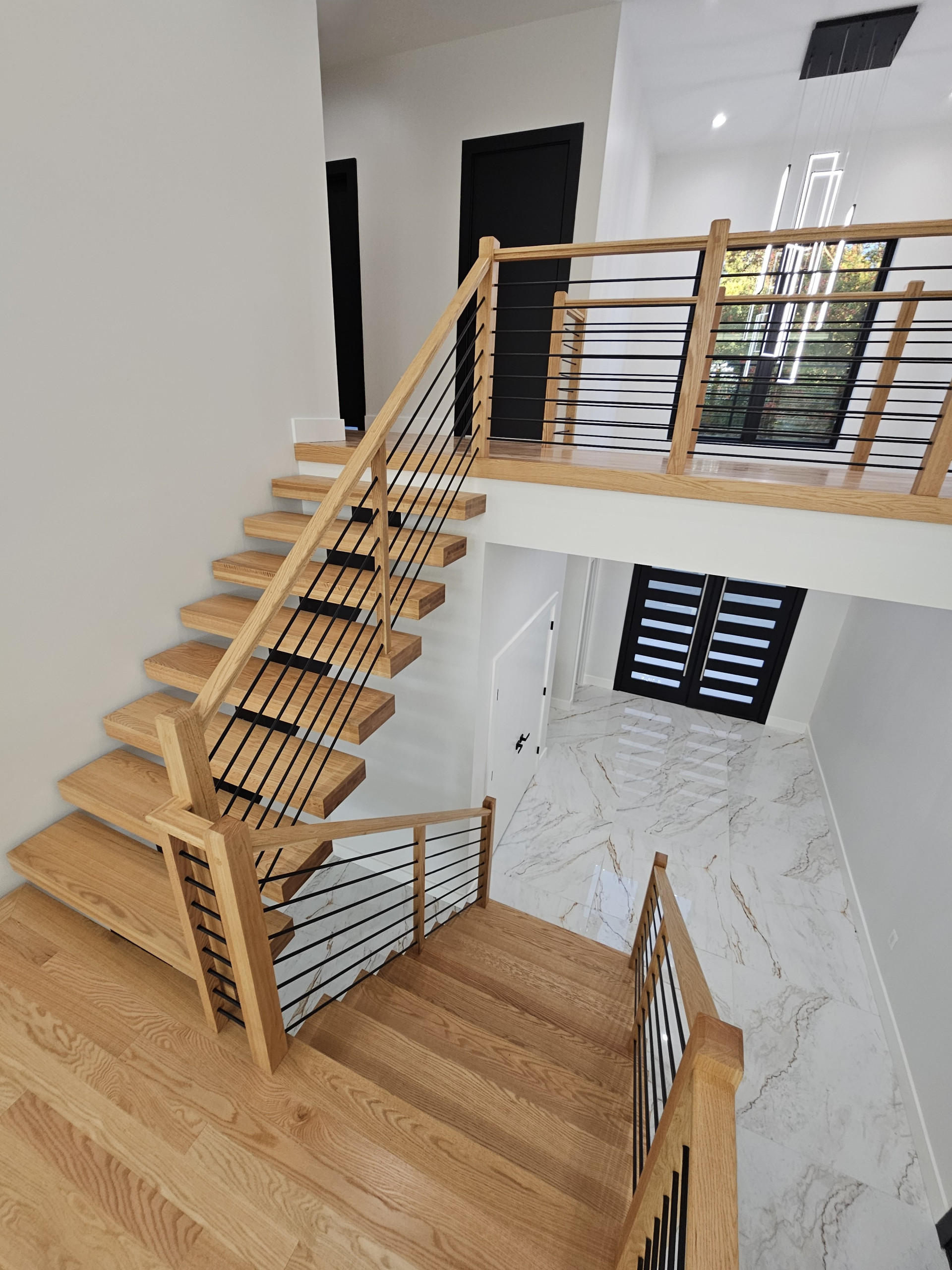 143_Modern Floating Red Oak and Metal Staircase, Sterling, VA