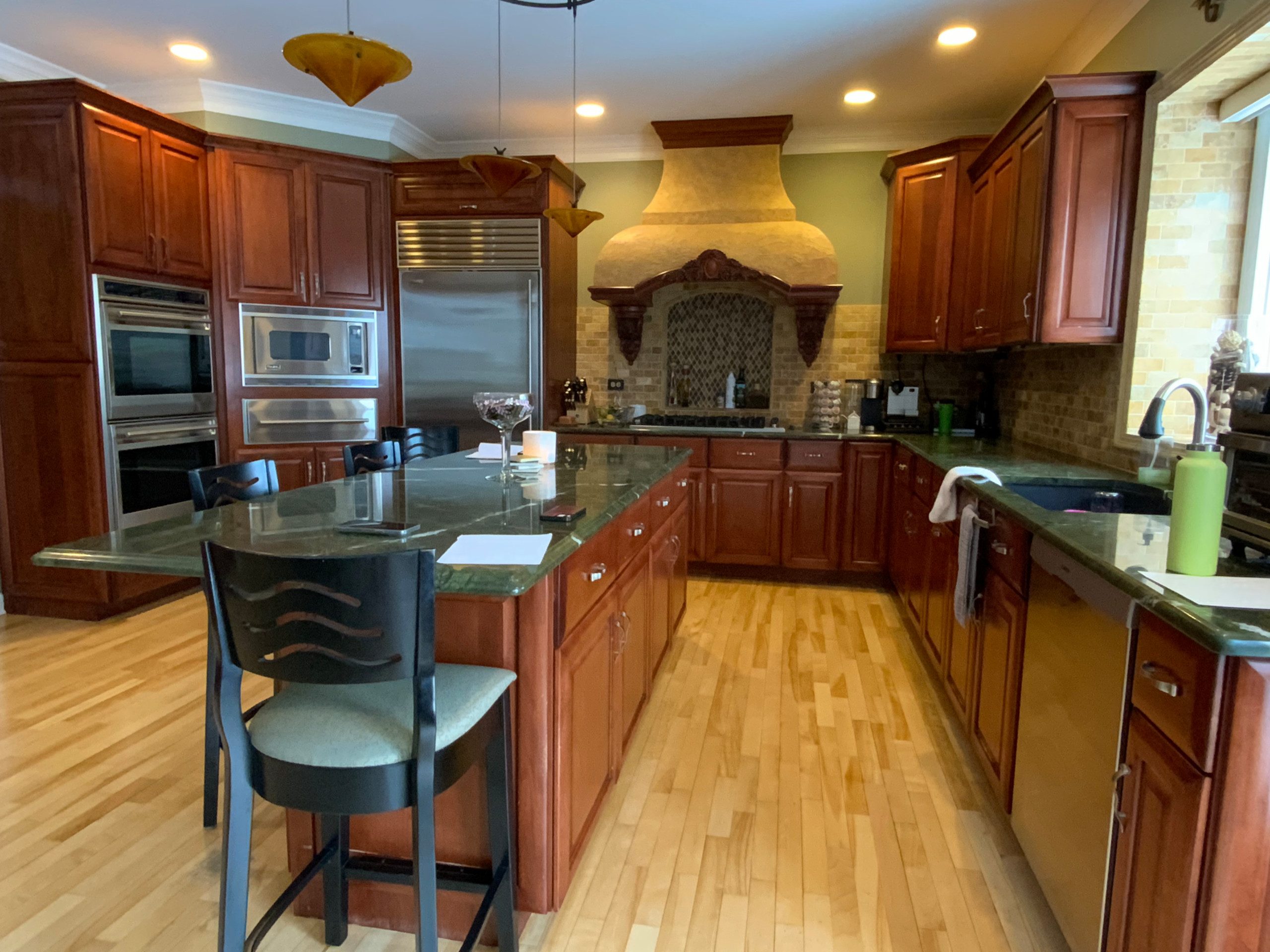 Chic Transitional Kitchen and Living Room