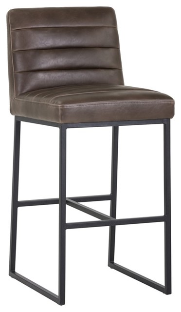 Leather Counter Bar Stool Industrial, Tufted Leather Counter Stool