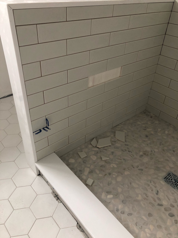 Shower wall subway tile falling off before grout