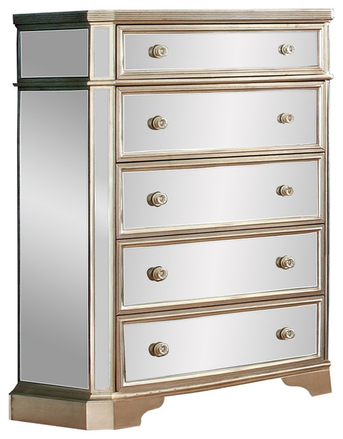 Borghese Mirrored 5 Drawer Chest, Mirrored Chest Of Drawers Furniture