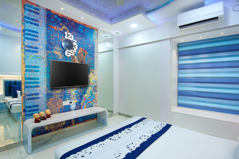 Design ideas for an asian bedroom in Mumbai.