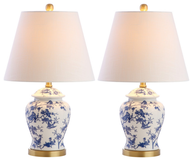 Penelope 22 Chinoiserie Table Lamp, Small Blue And White Chinoiserie Lamp Shade