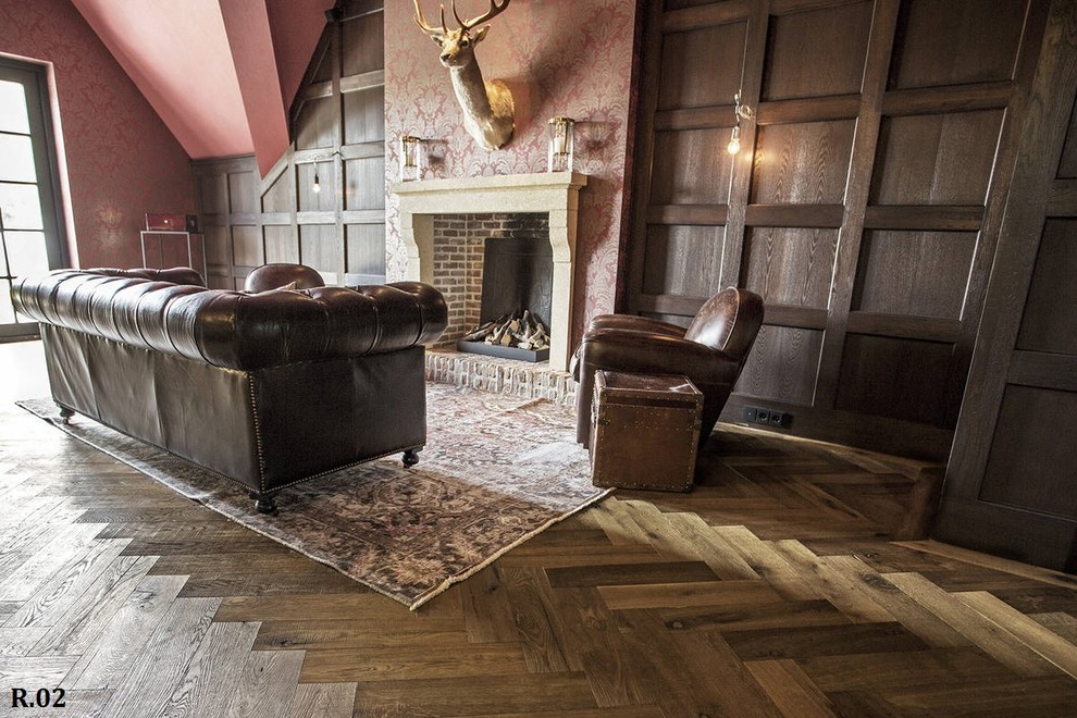 Пол в библиотеке коттеджа, инженерная доска DENNEBOS FLOORING, цвет R.02