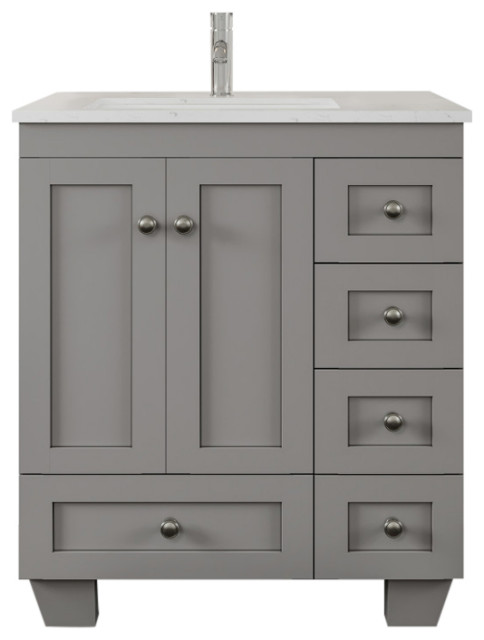 Eviva Happy 28" Gray, Quartz Top - Transitional - Bathroom Vanities And ...