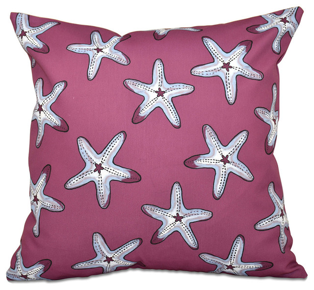 Soft Starfish, Geometric Print Pillow, Purple, 18"x18"