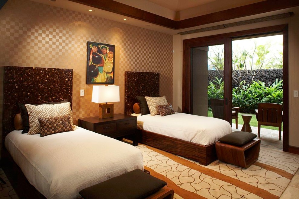 This is an example of a tropical bedroom in Hawaii.