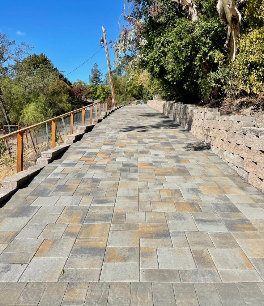 Driveway and Retaining Wall in Alamo