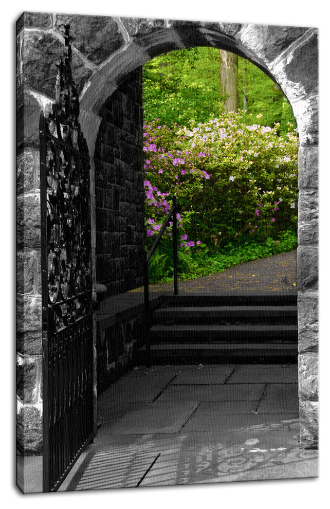 Garden entryway floral nature photography canvas wall art print