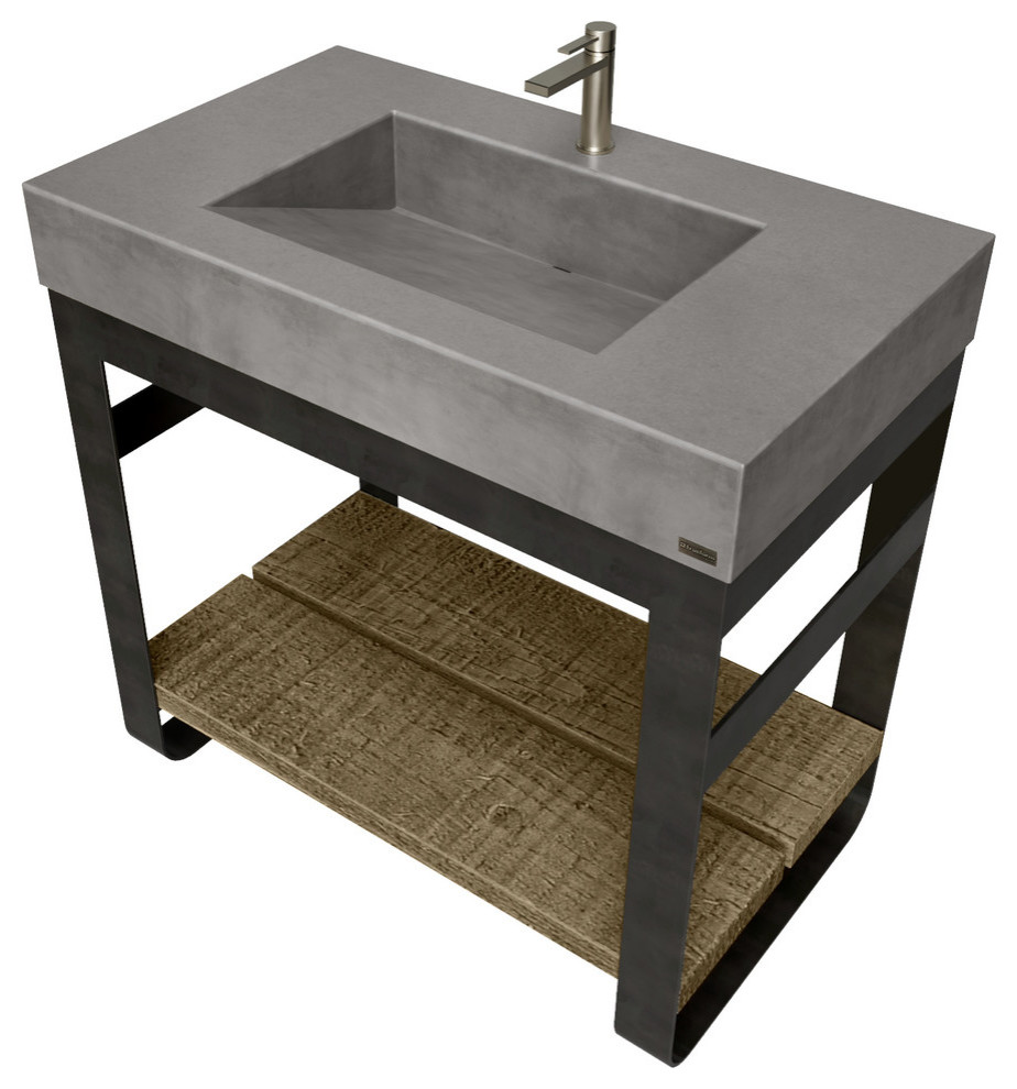 36" Outland Vanity With Concrete Ramp Sink Industrial Bathroom