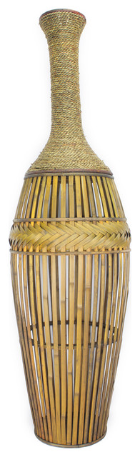 Clayton 41 Bamboo And Sea Grass Vase With Decorative Band Asian