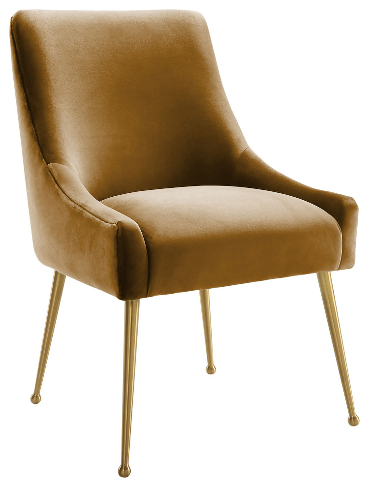 Beatrix Velvet Side Chair, Cognac