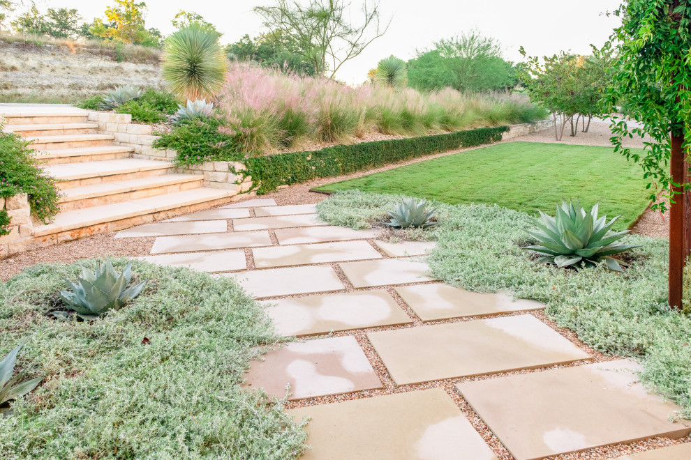 Lueders Stone Front Walkway Contemporary Landscape Austin by Eden Garden Design