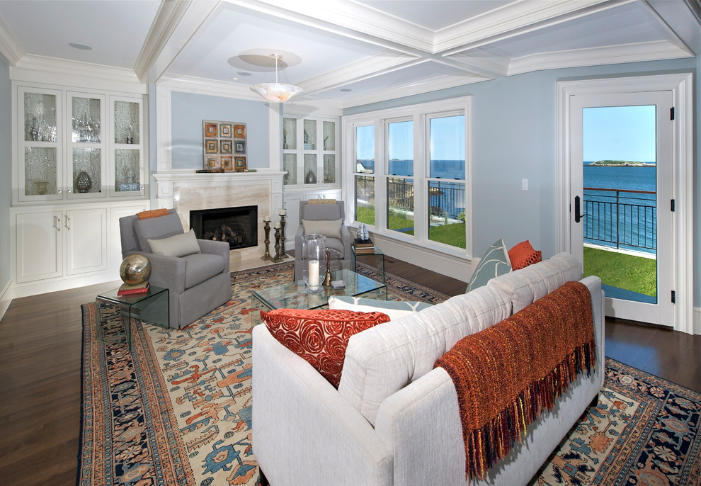 Photo of a transitional living room in Boston.