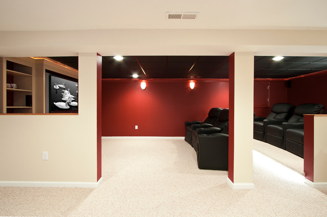 Theater Room in a Small Basement Remodel - Traditional ...