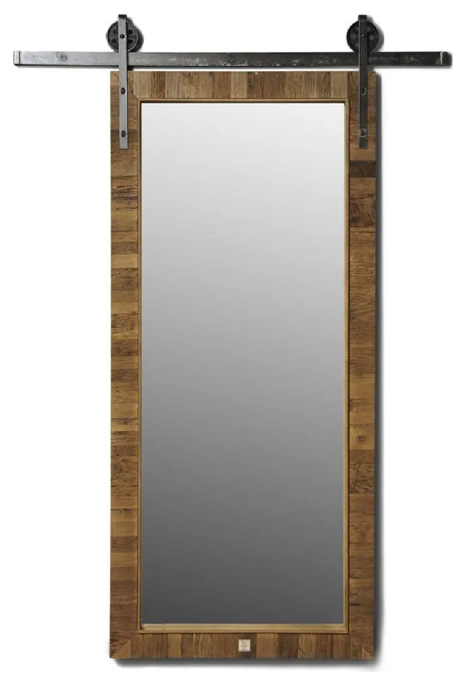 Oak Industrial Style Mirror, Riviera Maison Markham Industrial Wall