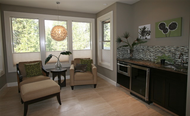 master sitting area & kitchenette - contemporary - bedroom