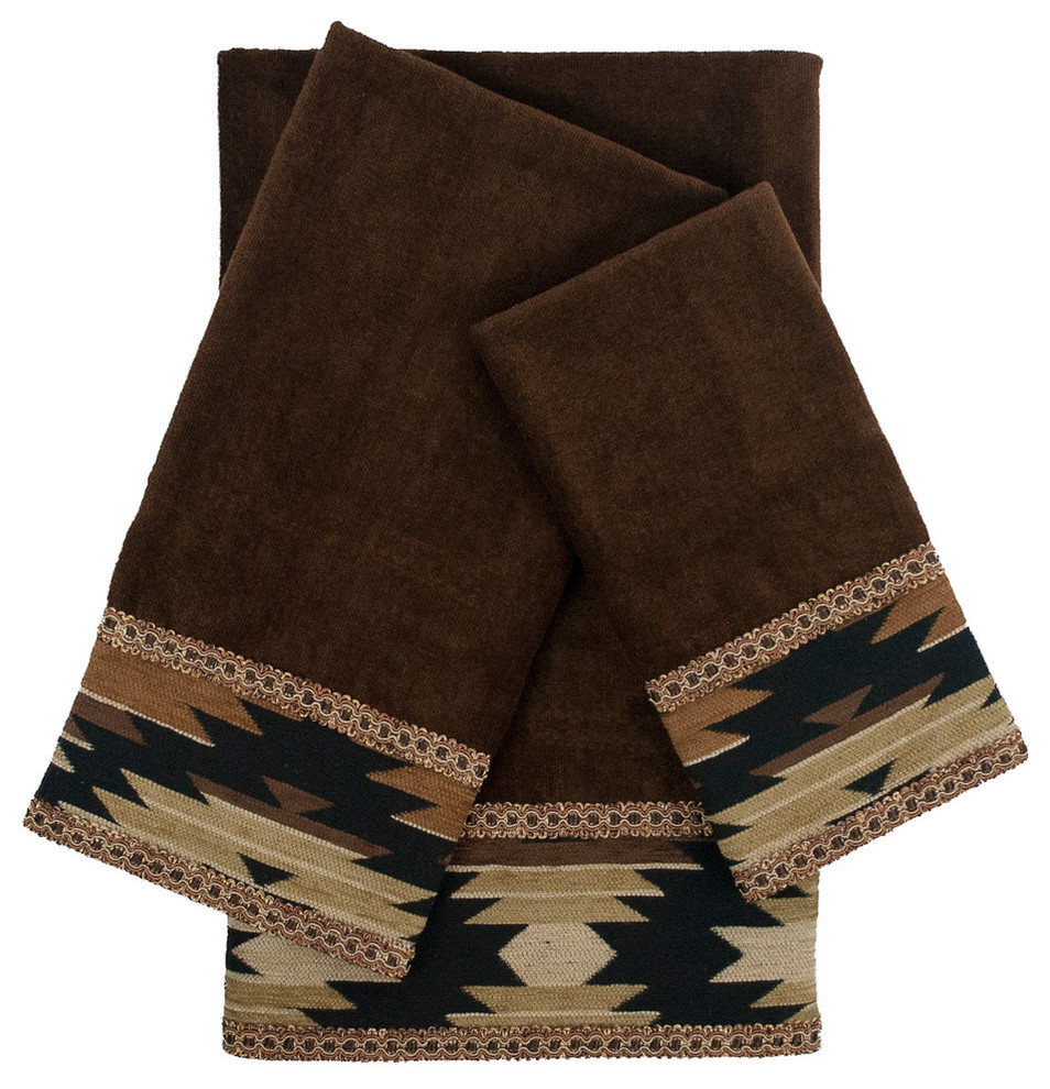 Phoenix 3-Piece Embellished Towel Set, Brown