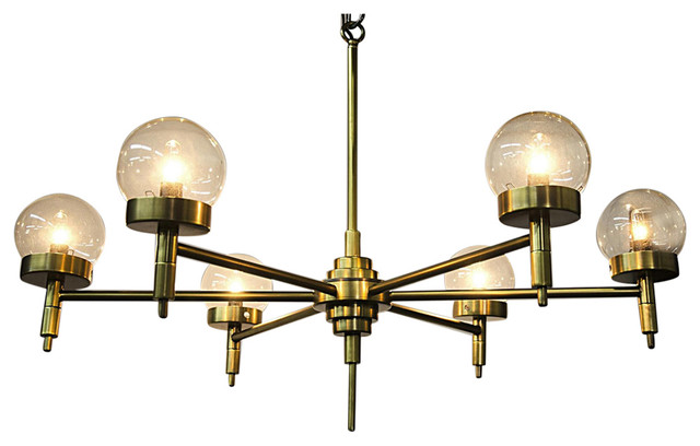 Noir, Leslie Chandelier, Metal With Antique Brass Finish