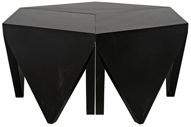Cassandra Puzzle Coffee Table Hand Rubbed Black Contemporary
