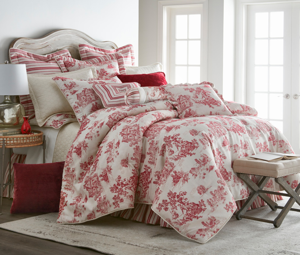Olivia Quido Cosmopolitan Toile Red 3-piece Luxury COMFORTER Set - French  Country - Comforters And Comforter Sets - by Sherry Kline, Austin Horn  Classics | Houzz