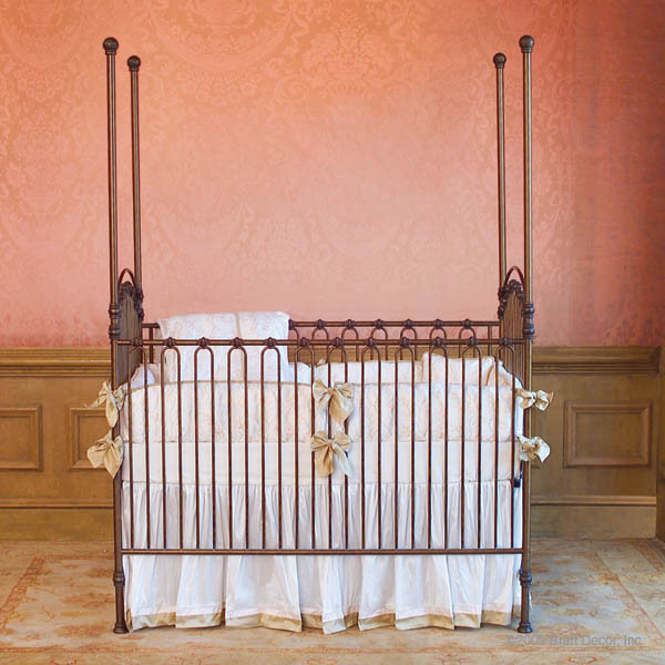 3 in 1 Heirloom Iron Baby Crib Gold Traditional Cribs
