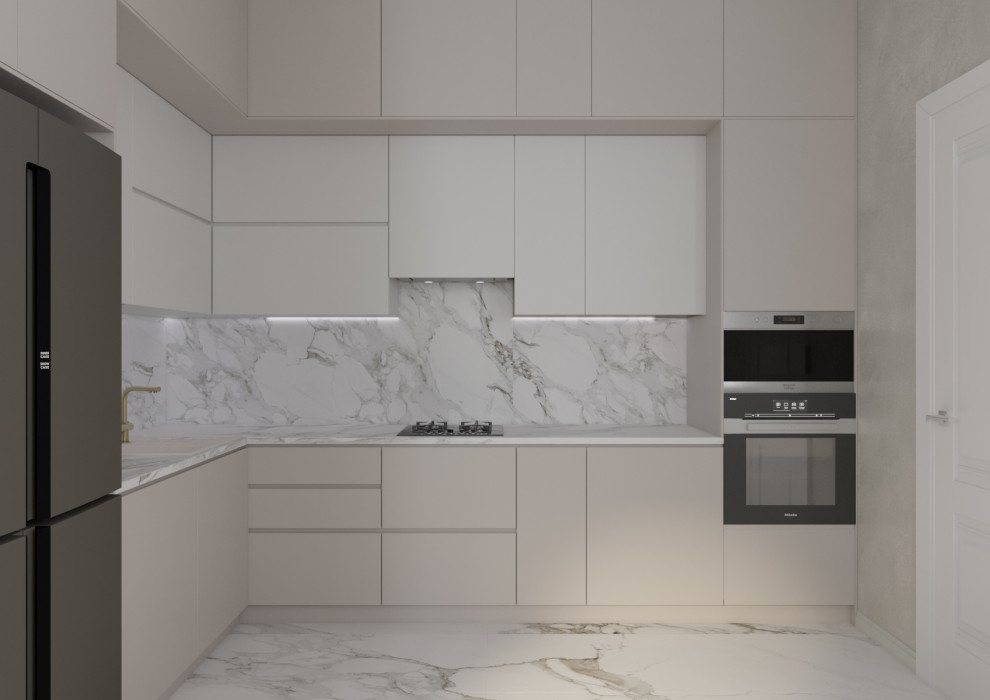 Кухня-гостиная в светлых тонах