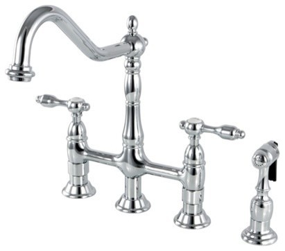Kingston Brass Bridge Kitchen Faucet With Brass Sprayer Traditional Kitchen Faucets By Kingston Brass Houzz