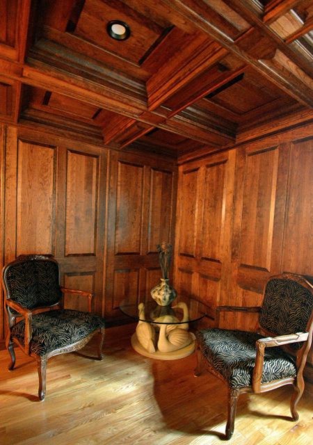 Inspiration for a mid-sized traditional study room in Boston with medium hardwood floors.