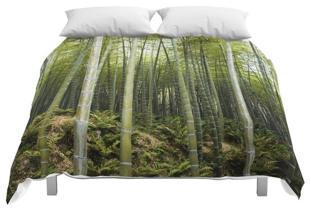 Society6 Bamboo Forest In Green Comforter Contemporary