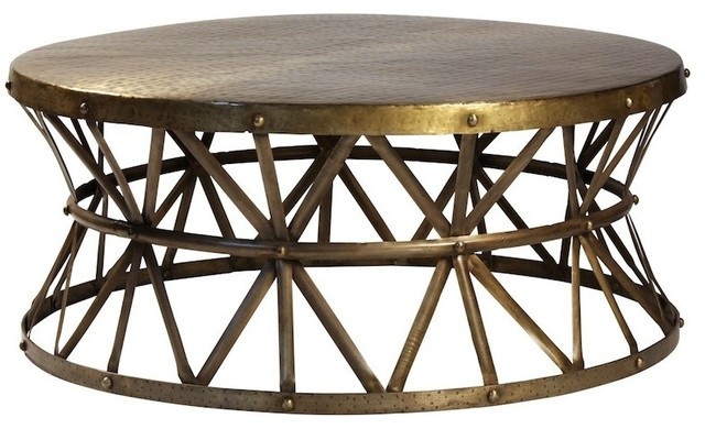Bruce Hammered Steel Round Tail Table Coffee Bruce Hammered Steel Round Tail Table
