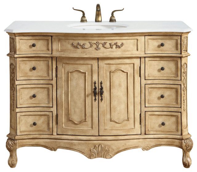 48" Single Bathroom Vanity, Antique Beige, Vf10148Ab-Vw - Victorian - Bathroom Vanities And Sink ...