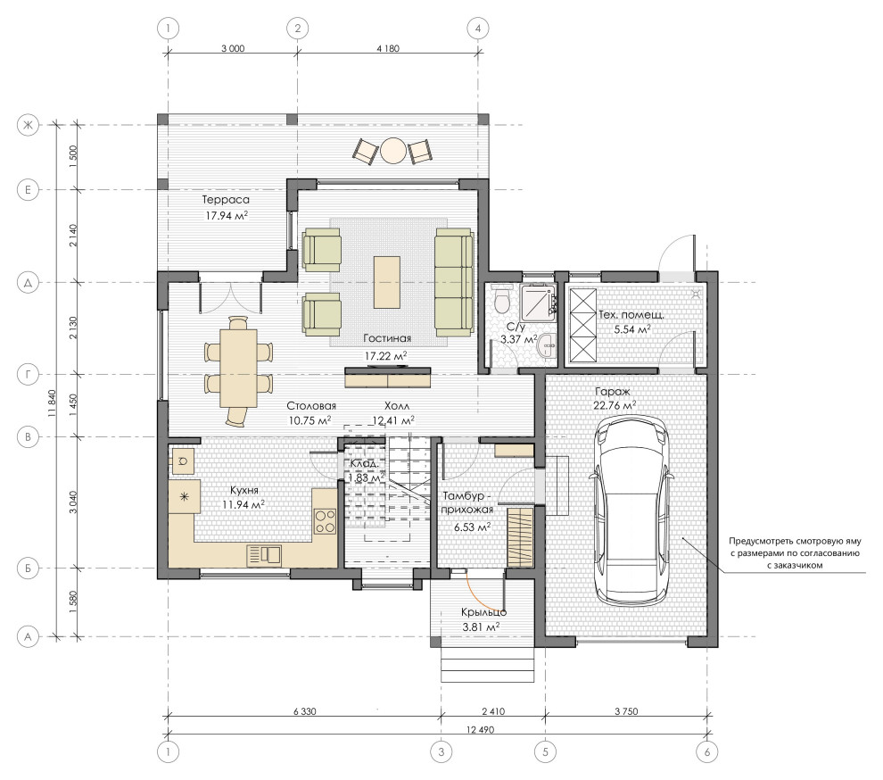 Деревянный дом с гаражом