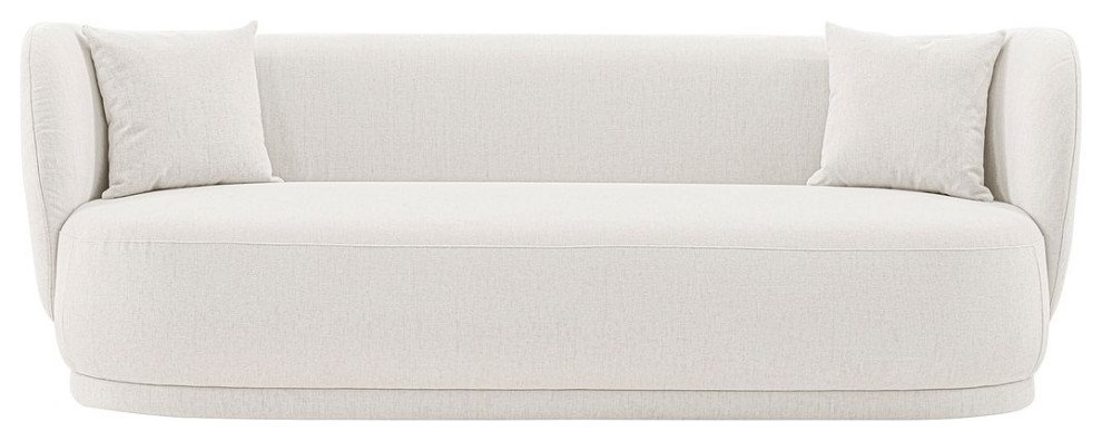 Contemporary Siri Linen 92.52 Sofa With Pillows, Cream