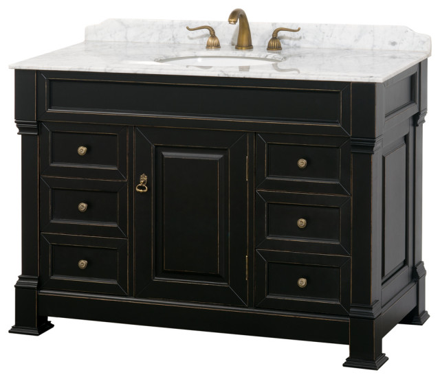 48 Inch Single Bathroom Vanity in Black - Traditional - Bathroom ...