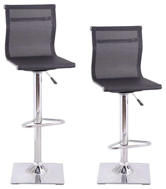 Joveco Curved Back Hydraulic Lift Adjustable Leather Bar Stools, Set of