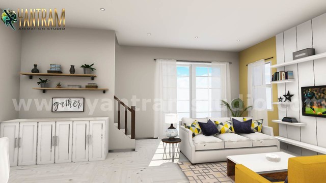 Contemporary Living Room Interior Design Of Virtual Reality