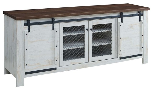 Bennington 70 Rustic Sliding Door Buffet Table Sideboard White