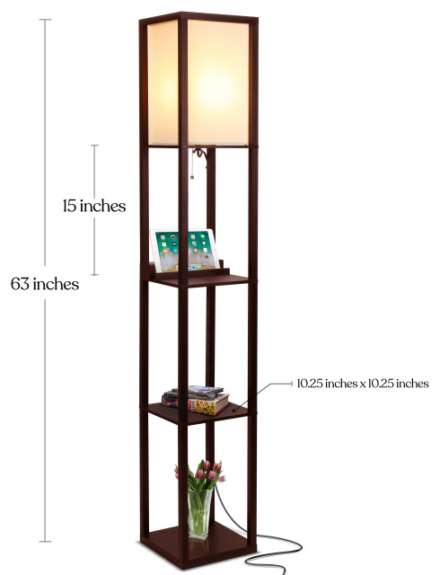 Brightech Maxwell Shelf Floor Lamp With Wireless Charging ...