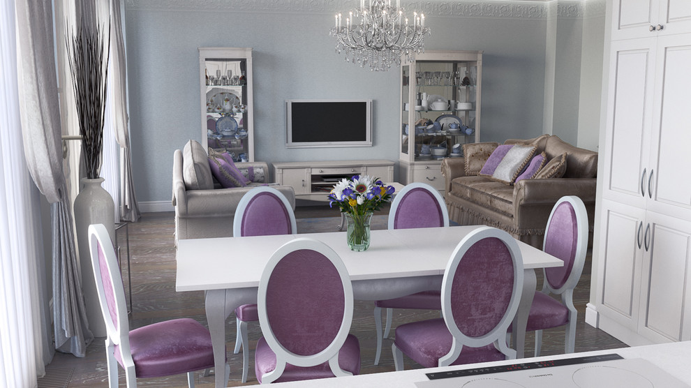 Интерьер кухни-гостиной в современном классическом стиле