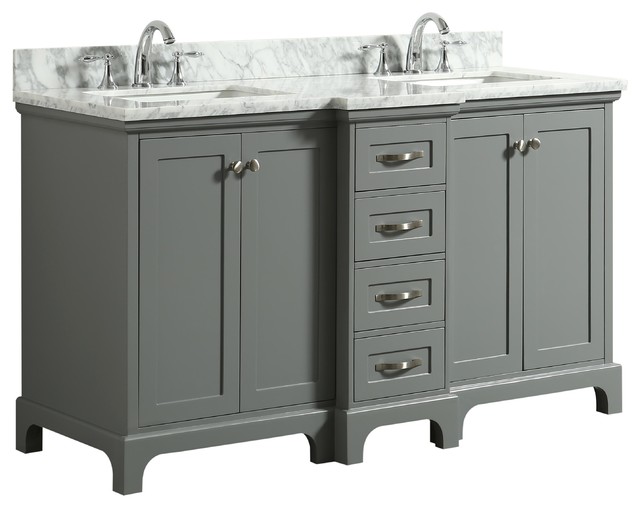 Gray Bathroom Vanity With Counter Space
