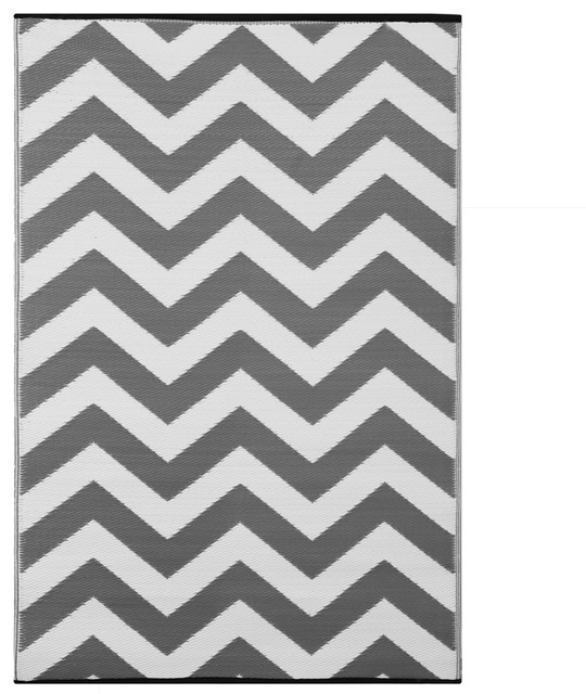 Psychedelia Indoor/Outdoor Rug, Grey and White, 90x150 cm