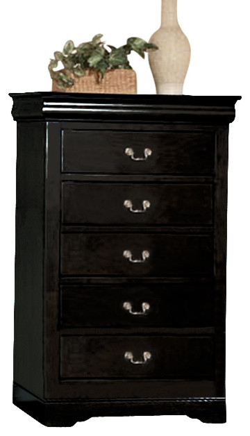 Acme Louis Phillipe Iii 5 Drawer Chest Black Traditional