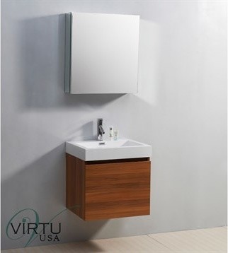 Virtu USA 24" Zuri Single Sink Bathroom Vanity with Polymarble Countertop - Plum