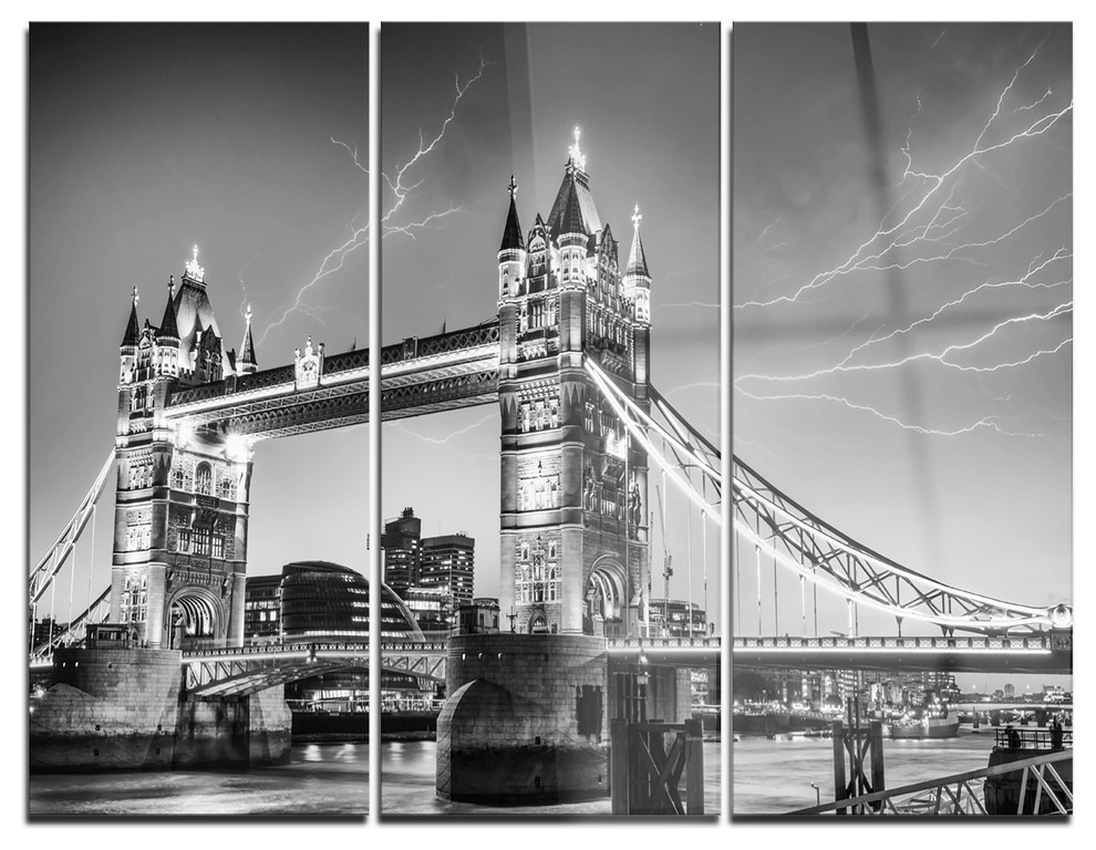 "Majesty of Tower Bridge London" Photo Metal Wall Art, 3 Panels, 36"x28