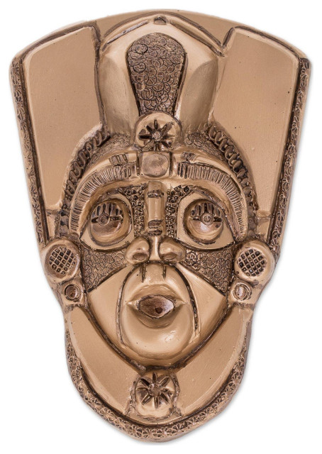 NOVICA Ta�nos In Gold And Resin Mask