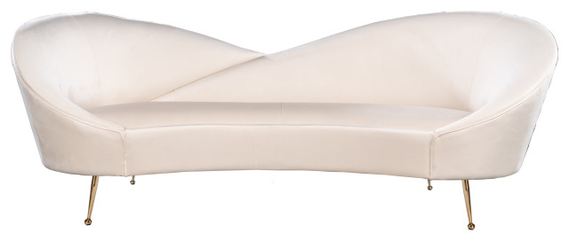 Wing Curved Sofa, White, White and Gold