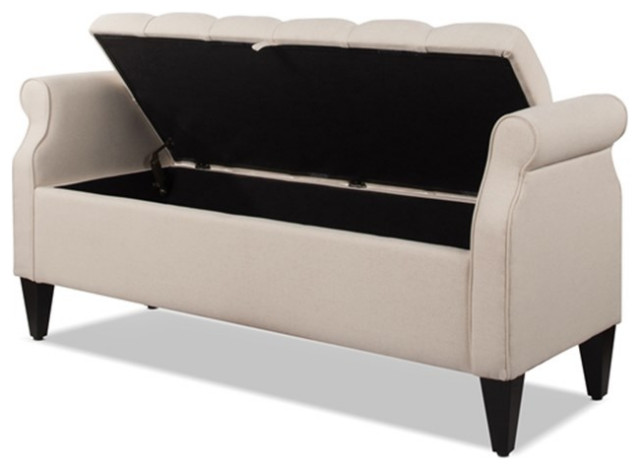 Jacqueline Tufted Roll Arm Storage Bench Grey - Transitional - Accent ...